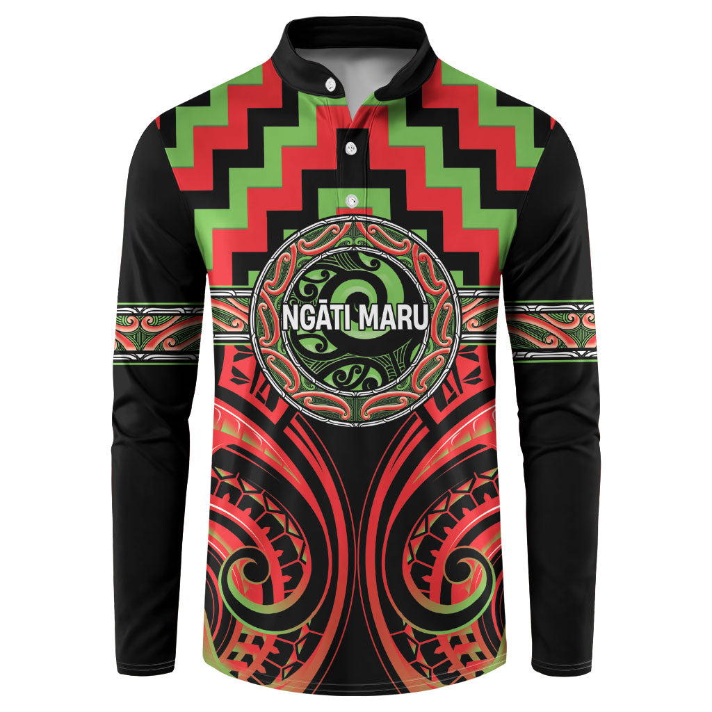 Aotearoa Ngati Maru Personalised Button Sweatshirt Maori Iwi Poutama Puhoro Tattoo LT14 Red - Polynesian Pride