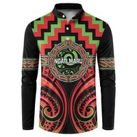 Aotearoa Ngati Maru Personalised Button Sweatshirt Maori Iwi Poutama Puhoro Tattoo LT14 Red - Polynesian Pride