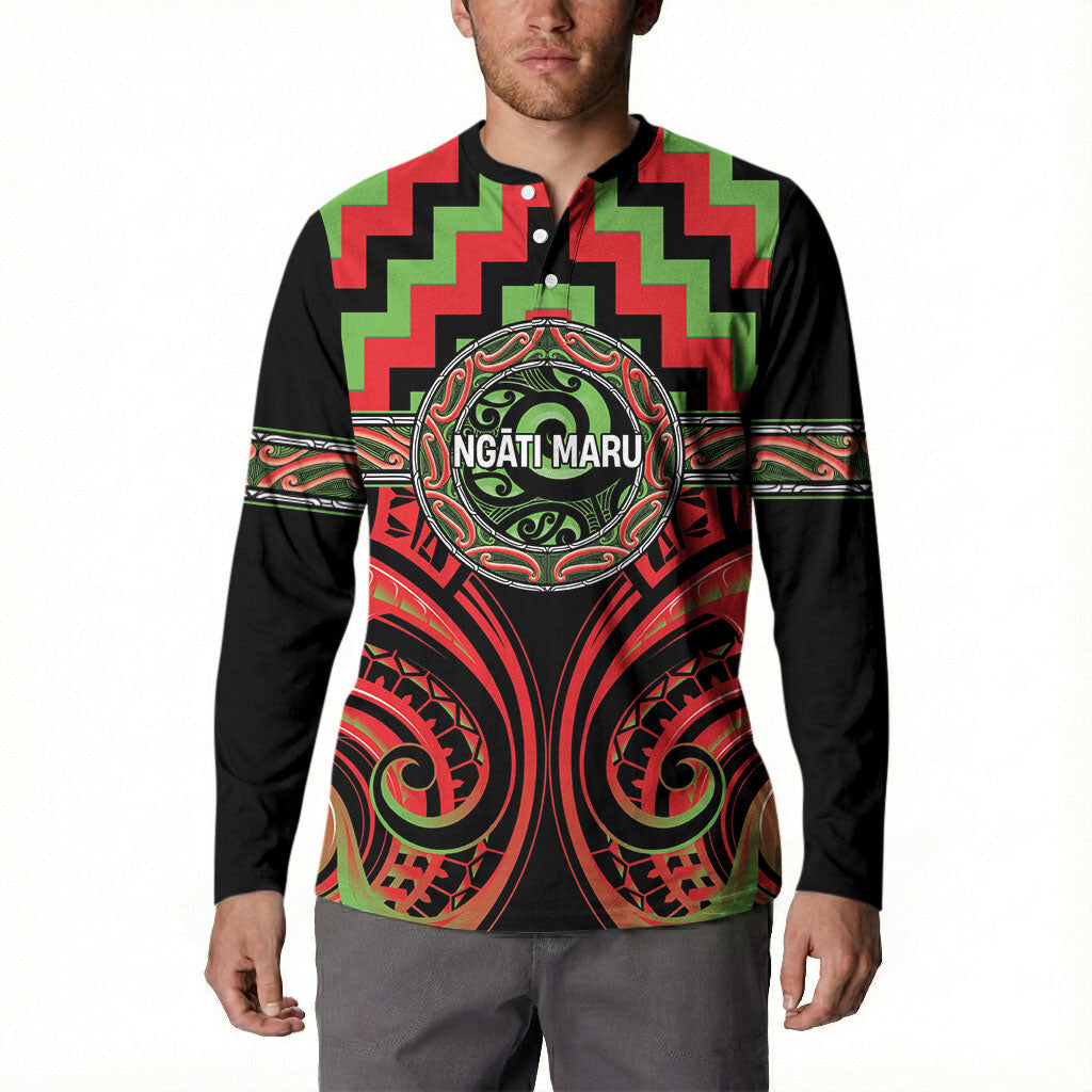 Aotearoa Ngati Maru Personalised Button Sweatshirt Maori Iwi Poutama Puhoro Tattoo LT14 - Polynesian Pride