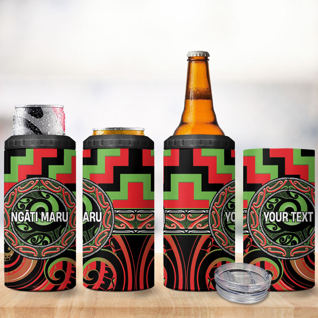Aotearoa Ngati Maru Personalised 4 in 1 Can Cooler Tumbler Maori Iwi Poutama Puhoro Tattoo LT14 - Polynesian Pride