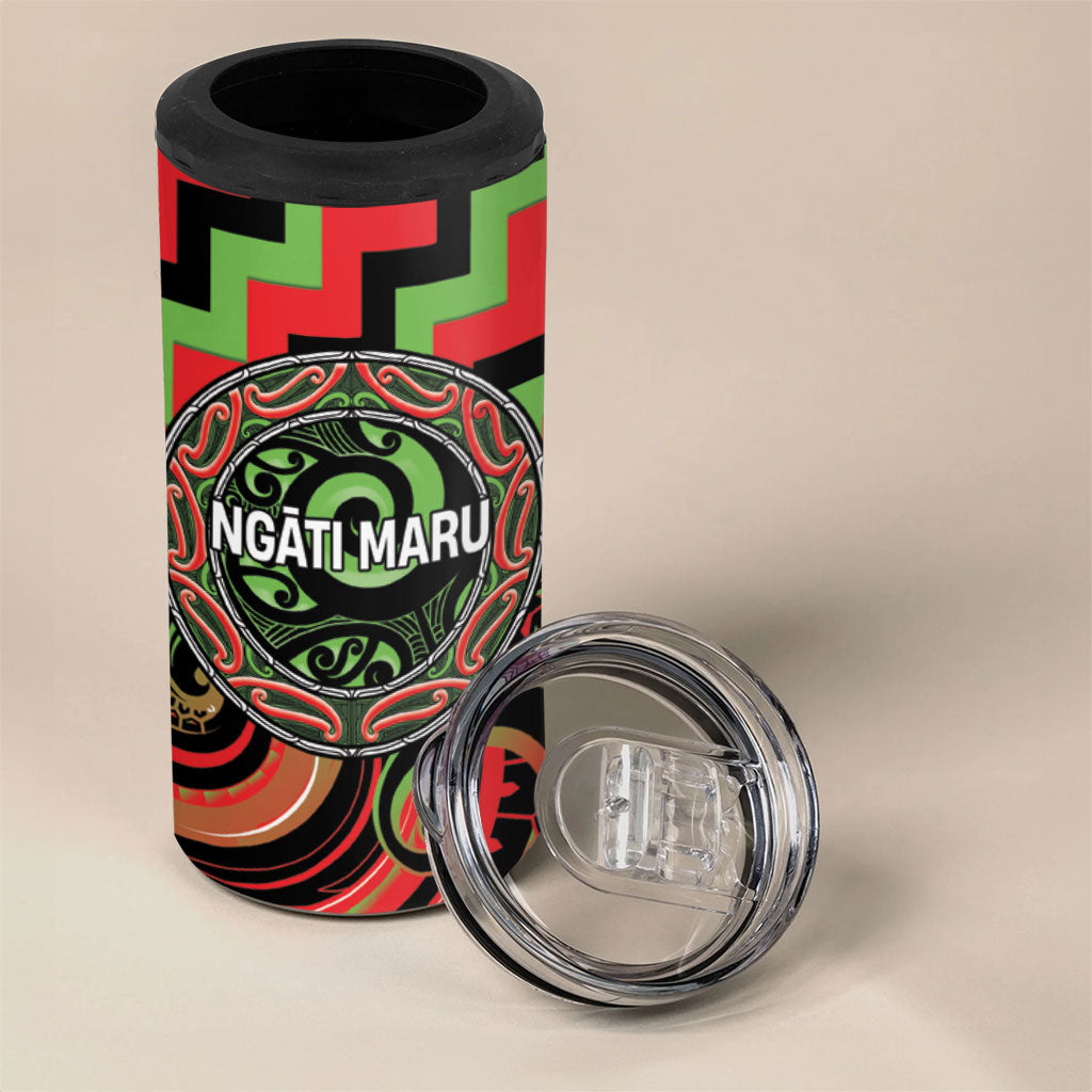 Aotearoa Ngati Maru Personalised 4 in 1 Can Cooler Tumbler Maori Iwi Poutama Puhoro Tattoo LT14 - Polynesian Pride