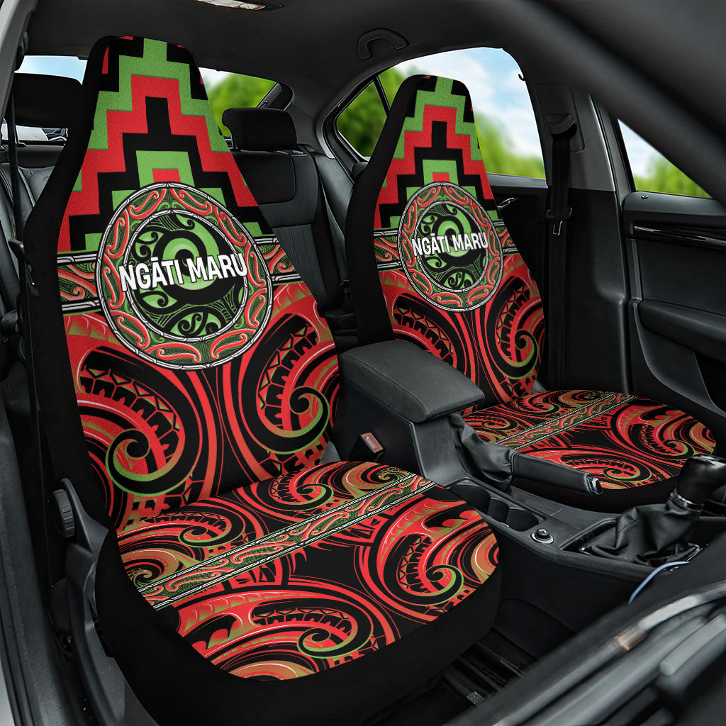 Aotearoa Ngati Maru Car Seat Cover Maori Iwi Poutama Puhoro Tattoo LT14 One Size Red - Polynesian Pride
