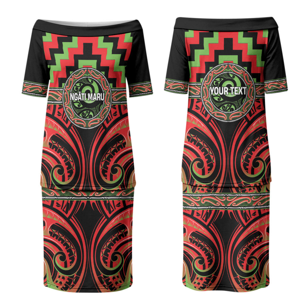 Aotearoa Ngati Maru Personalised Couples Matching Puletasi and Hawaiian Shirt Maori Iwi Poutama Puhoro Tattoo LT14 - Polynesian Pride