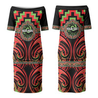 Aotearoa Ngati Maru Personalised Couples Matching Puletasi and Hawaiian Shirt Maori Iwi Poutama Puhoro Tattoo LT14 - Polynesian Pride