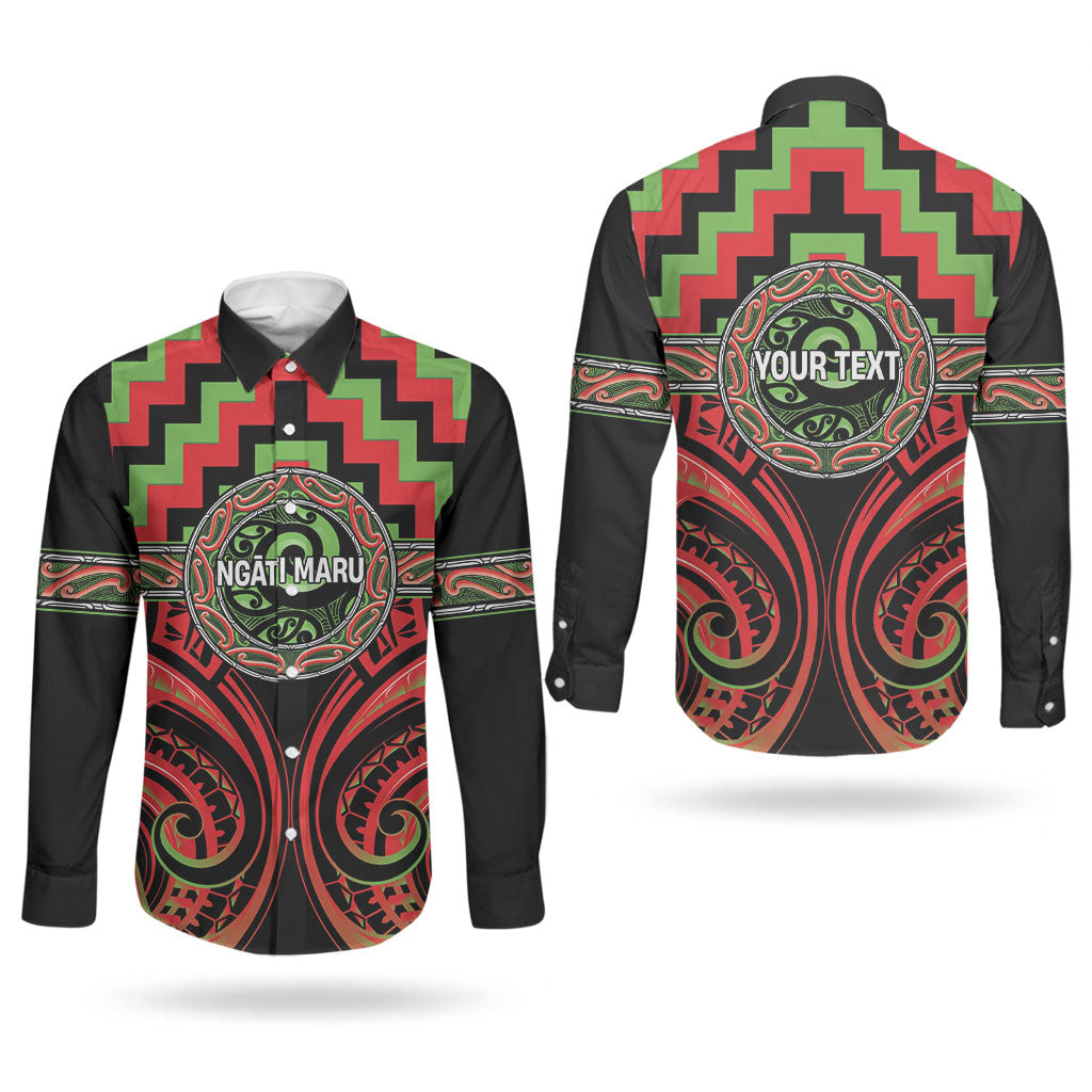 Aotearoa Ngati Maru Personalised Couples Matching Short Sleeve Bodycon Dress and Long Sleeve Button Shirt Maori Iwi Poutama Puhoro Tattoo LT14 - Polynesian Pride