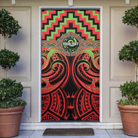 Aotearoa Ngati Maru Personalised Door Cover Maori Iwi Poutama Puhoro Tattoo LT14 Red - Polynesian Pride