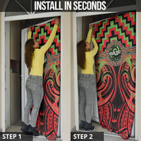 Aotearoa Ngati Maru Personalised Door Cover Maori Iwi Poutama Puhoro Tattoo LT14 - Polynesian Pride