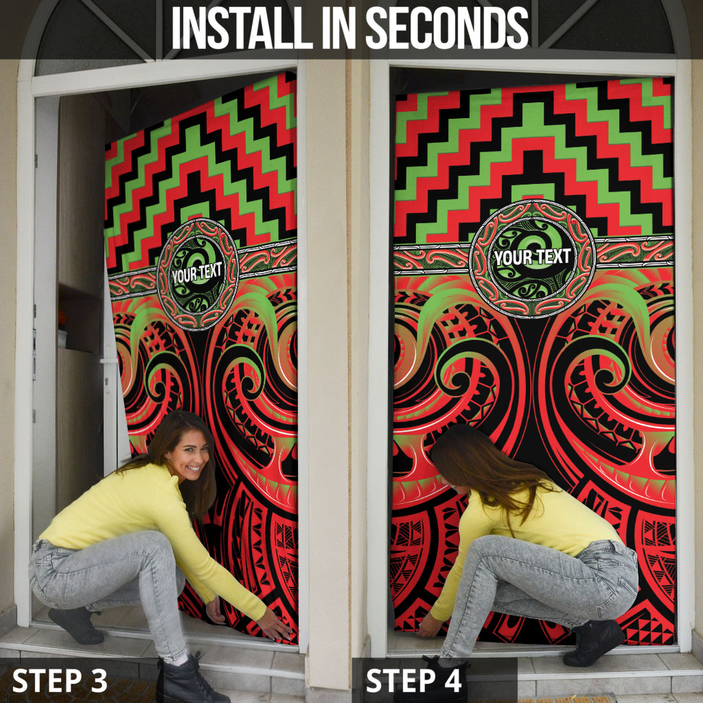 Aotearoa Ngati Maru Personalised Door Cover Maori Iwi Poutama Puhoro Tattoo LT14 - Polynesian Pride