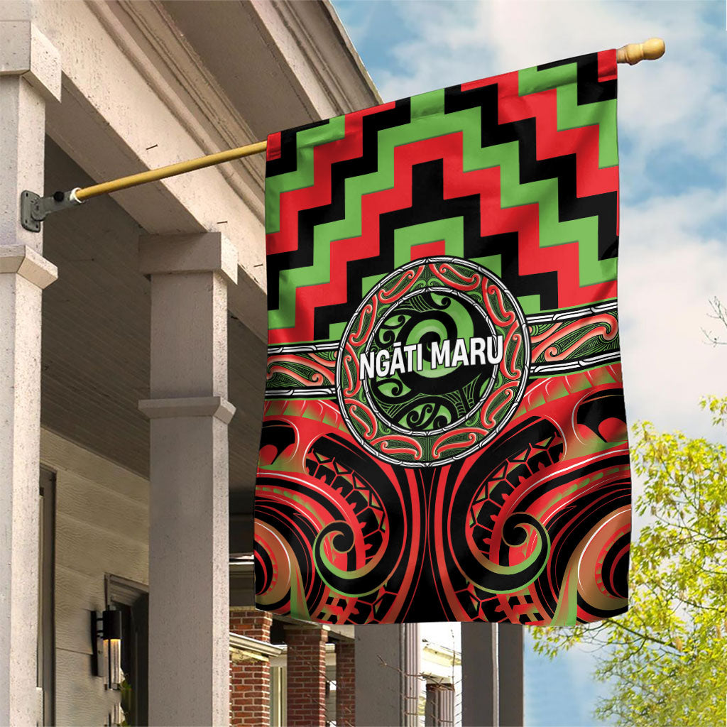 Aotearoa Ngati Maru Garden Flag Maori Iwi Poutama Puhoro Tattoo LT14 House Flag Red - Polynesian Pride