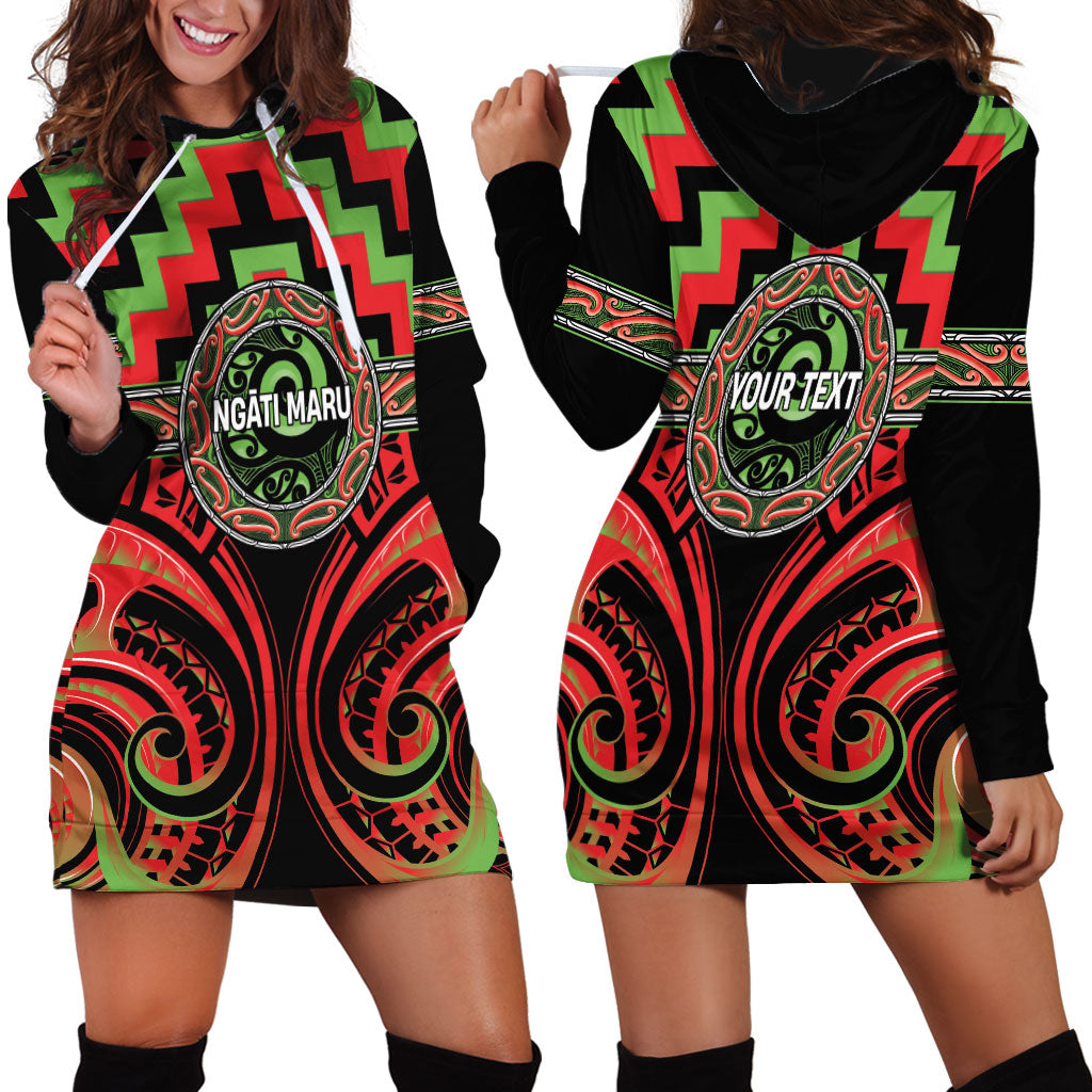 Aotearoa Ngati Maru Personalised Hoodie Dress Maori Iwi Poutama Puhoro Tattoo LT14 - Polynesian Pride