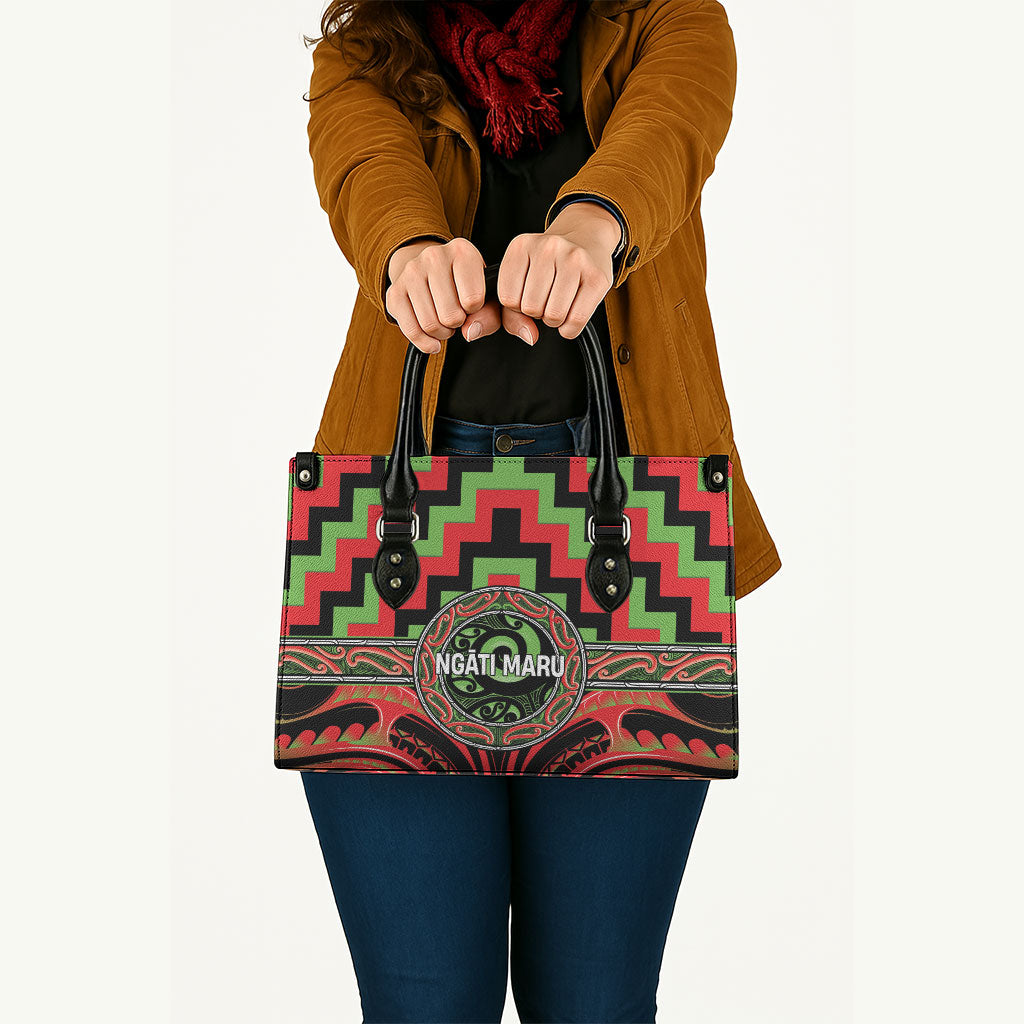 Aotearoa Ngati Maru Leather Bag Maori Iwi Poutama Puhoro Tattoo LT14 - Polynesian Pride