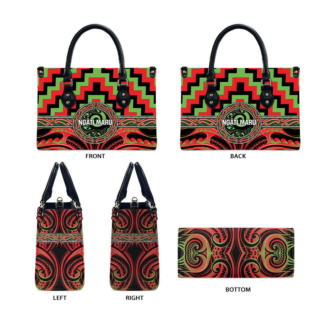 Aotearoa Ngati Maru Leather Bag Maori Iwi Poutama Puhoro Tattoo LT14 - Polynesian Pride