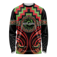 Aotearoa Ngati Maru Personalised Long Sleeve Shirt Maori Iwi Poutama Puhoro Tattoo LT14 Unisex Red - Polynesian Pride