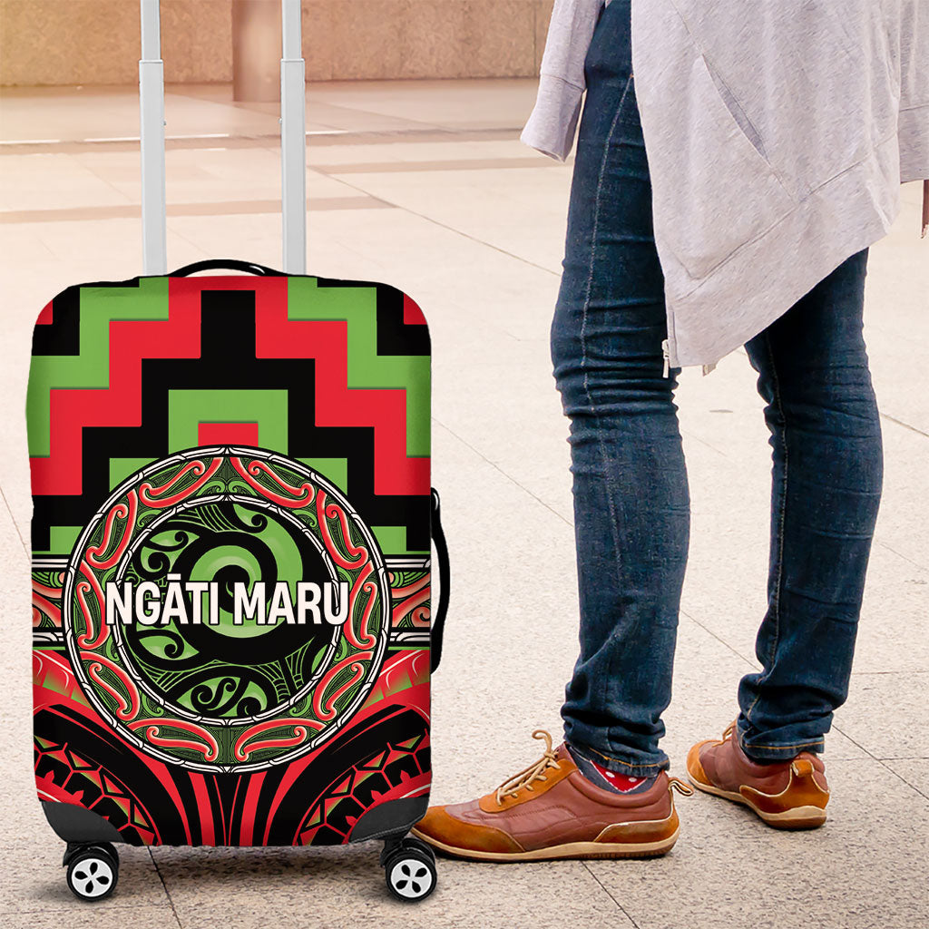 Aotearoa Ngati Maru Luggage Cover Maori Iwi Poutama Puhoro Tattoo LT14 Red - Polynesian Pride