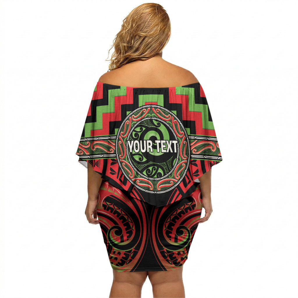 Aotearoa Ngati Maru Personalised Off Shoulder Short Dress Maori Iwi Poutama Puhoro Tattoo LT14 - Polynesian Pride