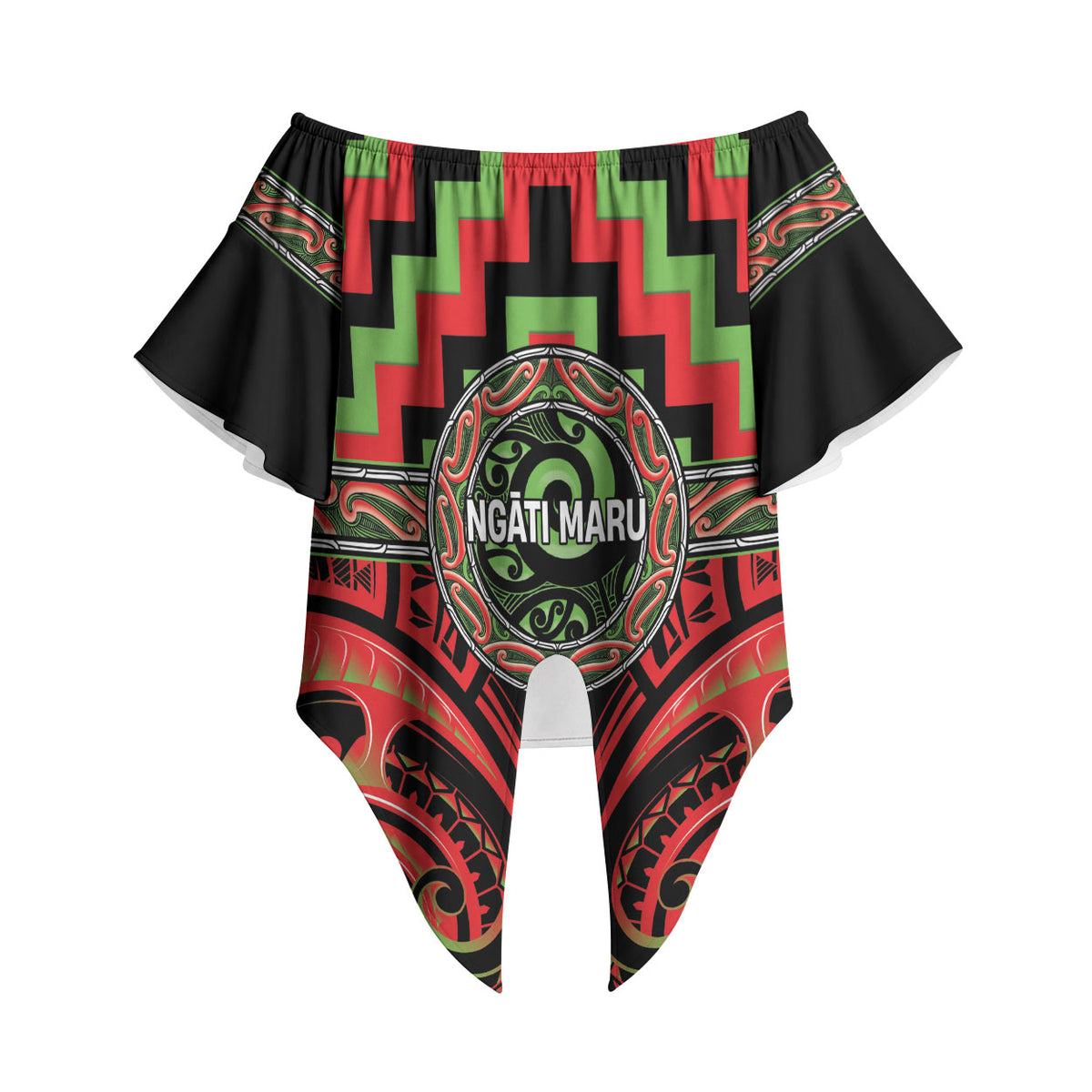 Aotearoa Ngati Maru Personalised Off Shoulder Wrap Waist Top Maori Iwi Poutama Puhoro Tattoo LT14 - Polynesian Pride