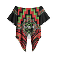 Aotearoa Ngati Maru Personalised Off Shoulder Wrap Waist Top Maori Iwi Poutama Puhoro Tattoo LT14 - Polynesian Pride