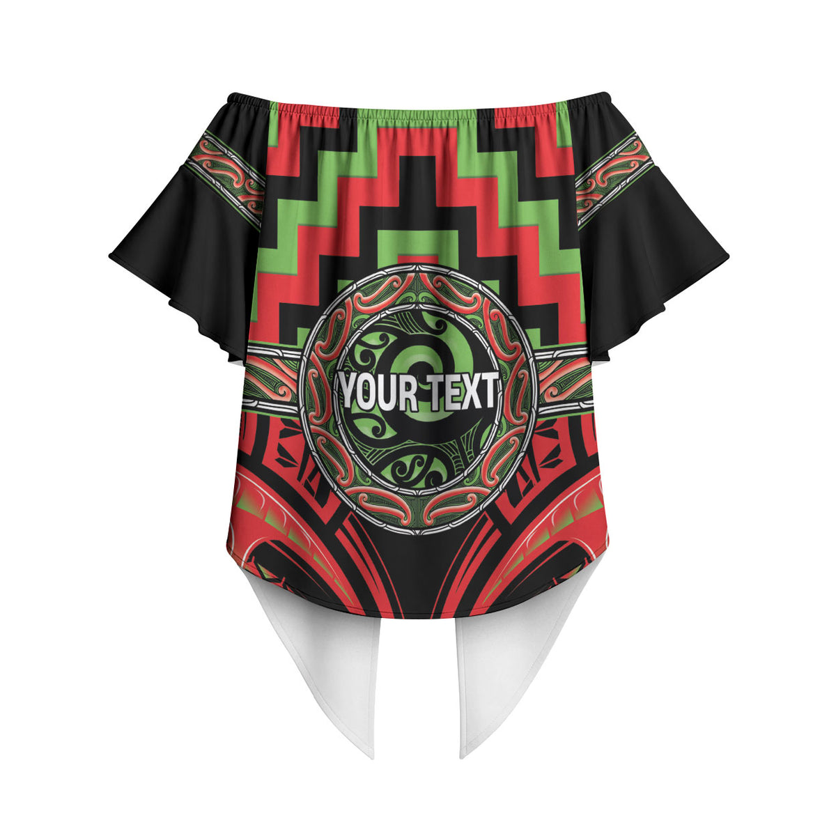 Aotearoa Ngati Maru Personalised Off Shoulder Wrap Waist Top Maori Iwi Poutama Puhoro Tattoo LT14 - Polynesian Pride