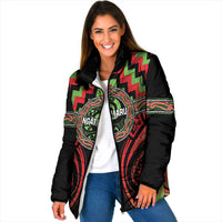 Aotearoa Ngati Maru Personalised Padded Jacket Maori Iwi Poutama Puhoro Tattoo LT14 Women Red - Polynesian Pride