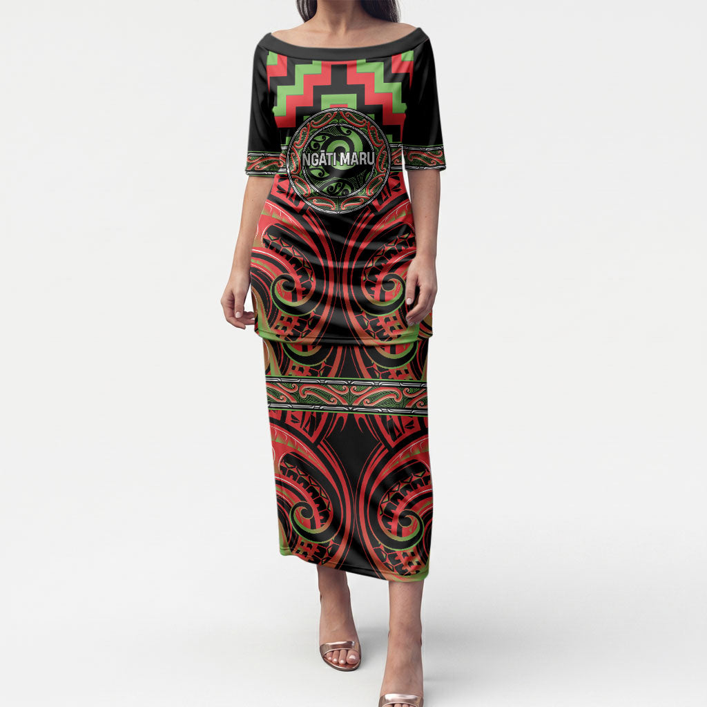 Aotearoa Ngati Maru Personalised Puletasi Maori Iwi Poutama Puhoro Tattoo LT14 Long Dress Red - Polynesian Pride