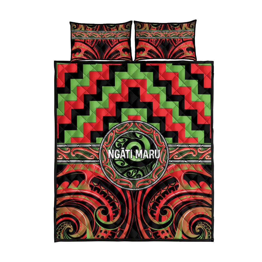 Aotearoa Ngati Maru Quilt Bed Set Maori Iwi Poutama Puhoro Tattoo LT14 - Polynesian Pride