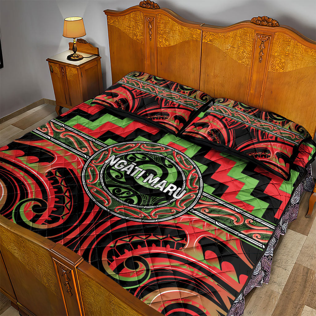 Aotearoa Ngati Maru Quilt Bed Set Maori Iwi Poutama Puhoro Tattoo LT14 - Polynesian Pride