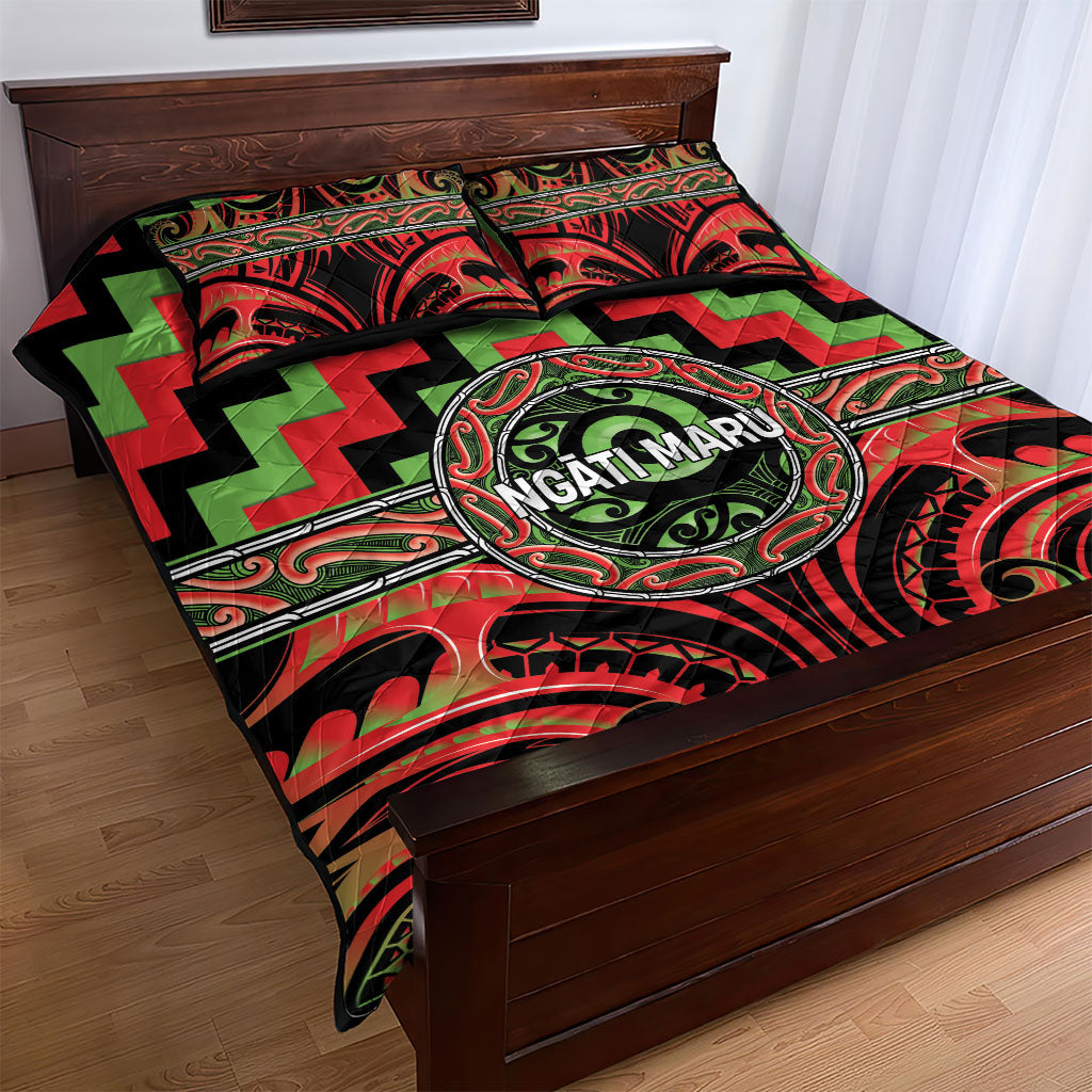 Aotearoa Ngati Maru Quilt Bed Set Maori Iwi Poutama Puhoro Tattoo LT14 - Polynesian Pride