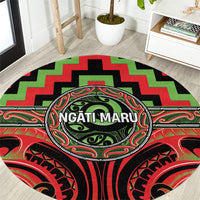 Aotearoa Ngati Maru Round Carpet Maori Iwi Poutama Puhoro Tattoo LT14 Red - Polynesian Pride