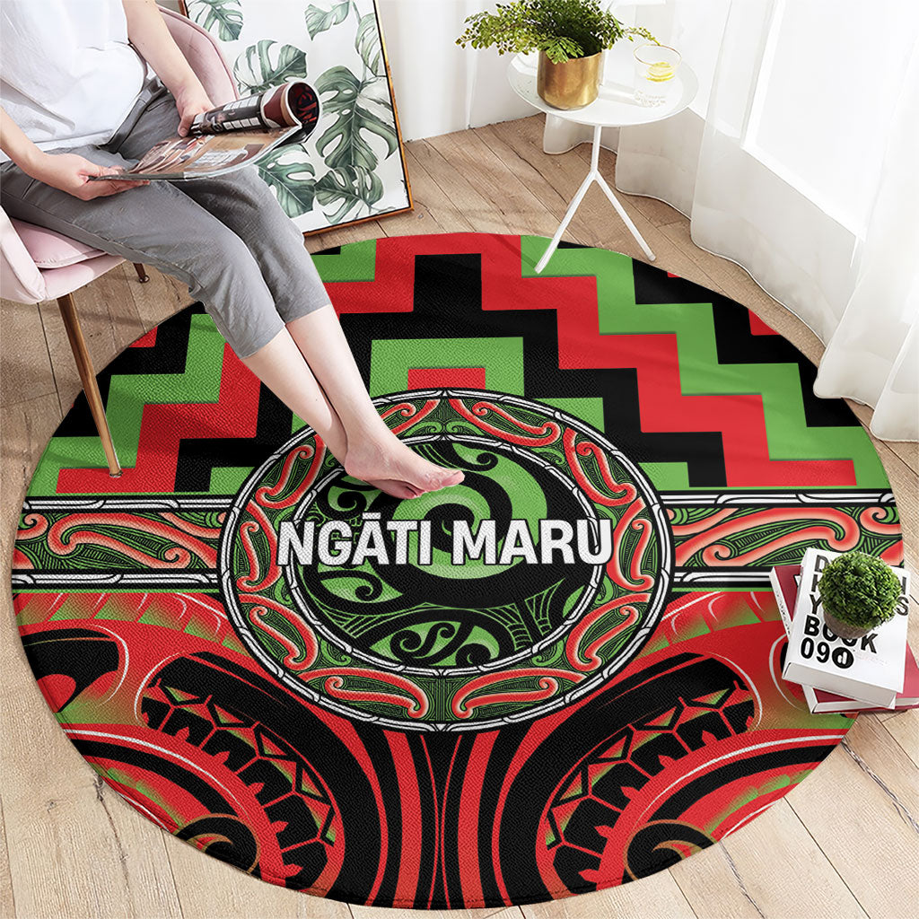 Aotearoa Ngati Maru Round Carpet Maori Iwi Poutama Puhoro Tattoo LT14 - Polynesian Pride