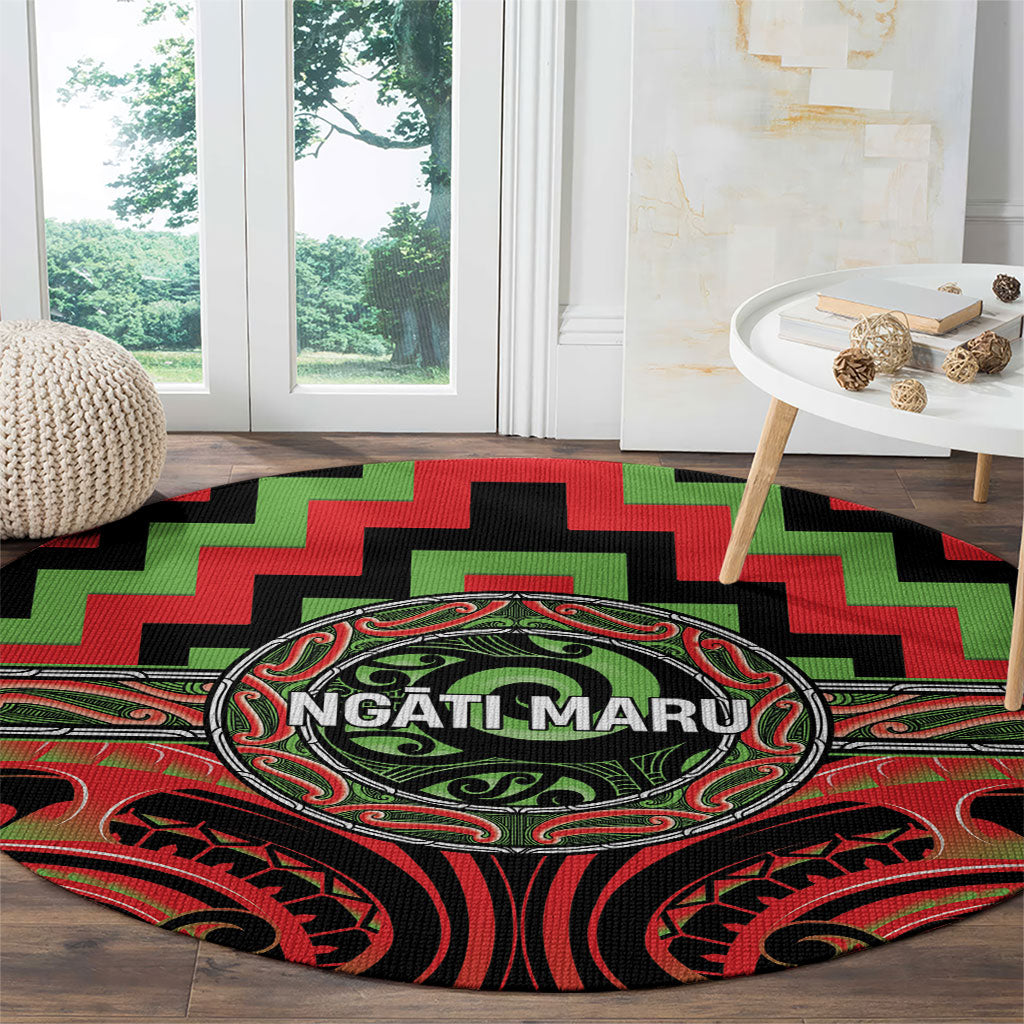 Aotearoa Ngati Maru Round Carpet Maori Iwi Poutama Puhoro Tattoo LT14 - Polynesian Pride