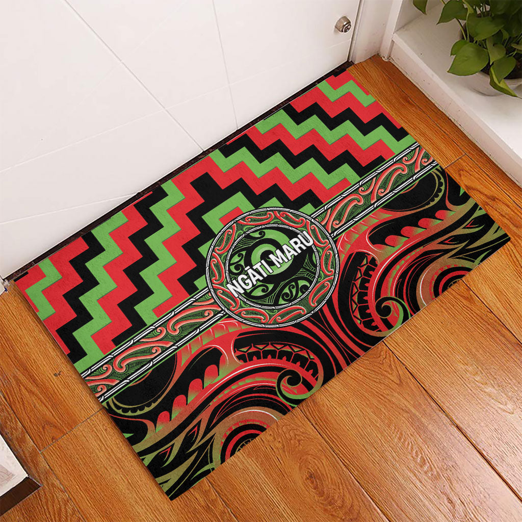 Aotearoa Ngati Maru Rubber Doormat Maori Iwi Poutama Puhoro Tattoo LT14 - Polynesian Pride