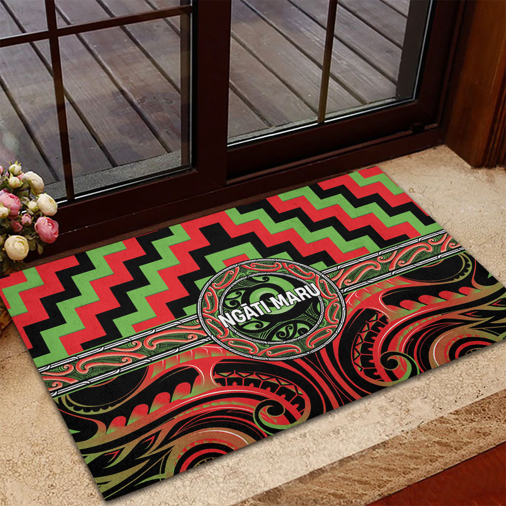 Aotearoa Ngati Maru Rubber Doormat Maori Iwi Poutama Puhoro Tattoo LT14 - Polynesian Pride