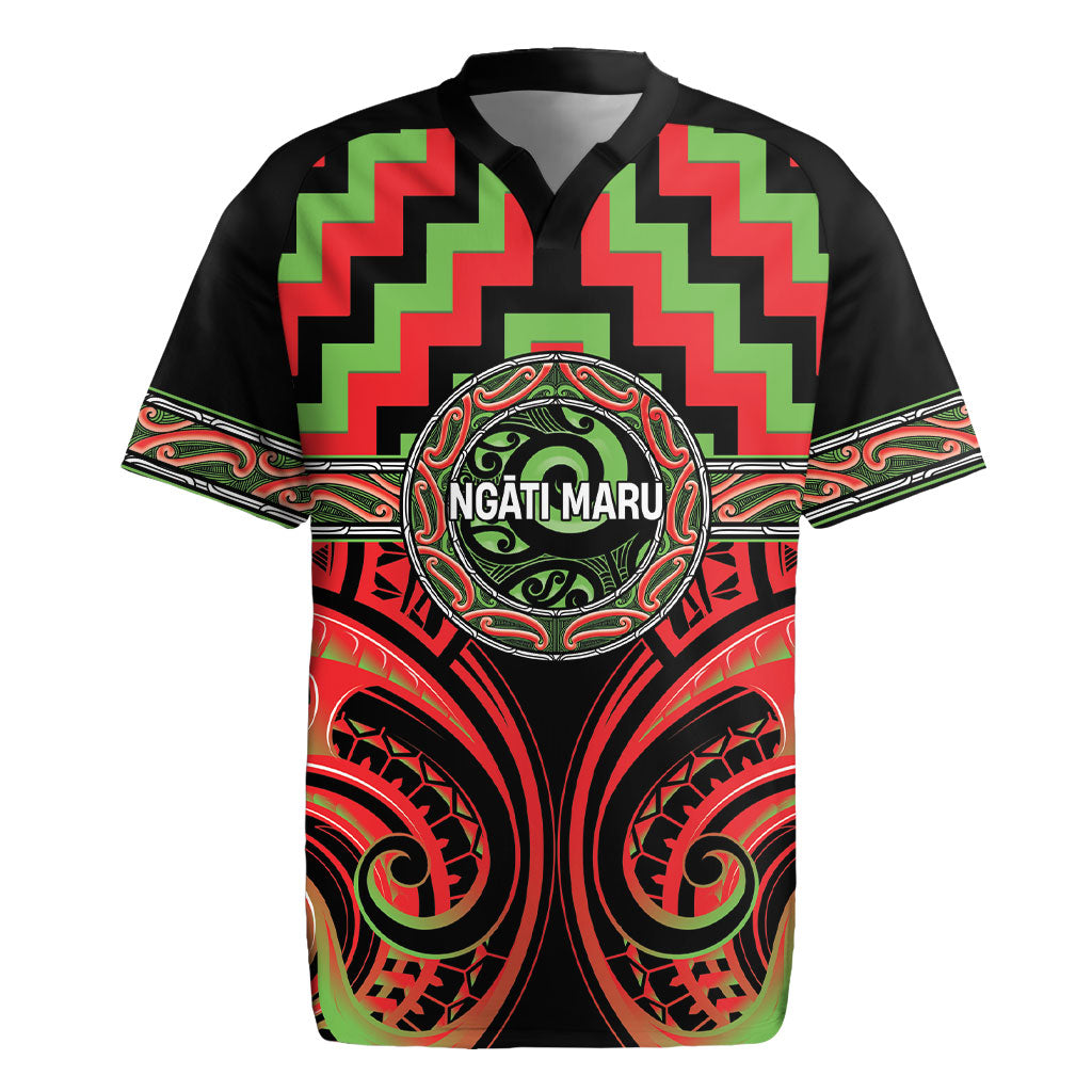 Aotearoa Ngati Maru Personalised Rugby Jersey Maori Iwi Poutama Puhoro Tattoo LT14 Red - Polynesian Pride