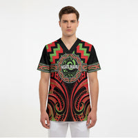 Aotearoa Ngati Maru Personalised Scrub Top Maori Iwi Poutama Puhoro Tattoo LT14 - Polynesian Pride