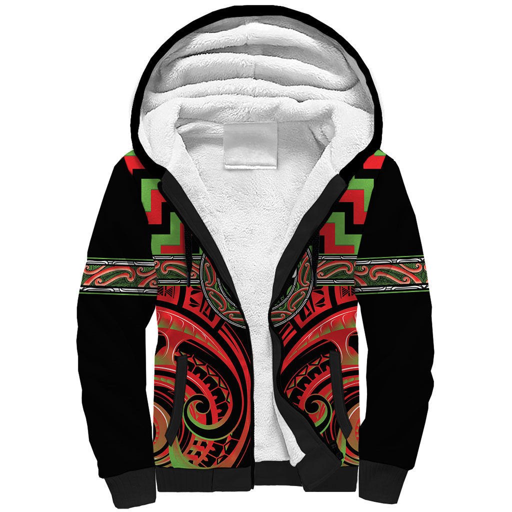 Aotearoa Ngati Maru Personalised Sherpa Hoodie Maori Iwi Poutama Puhoro Tattoo LT14 Unisex Red - Polynesian Pride