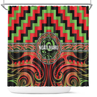 Aotearoa Ngati Maru Shower Curtain Maori Iwi Poutama Puhoro Tattoo LT14 Red - Polynesian Pride