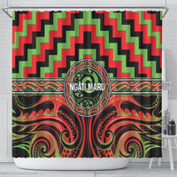 Aotearoa Ngati Maru Shower Curtain Maori Iwi Poutama Puhoro Tattoo LT14 - Polynesian Pride