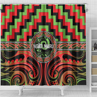 Aotearoa Ngati Maru Shower Curtain Maori Iwi Poutama Puhoro Tattoo LT14 - Polynesian Pride