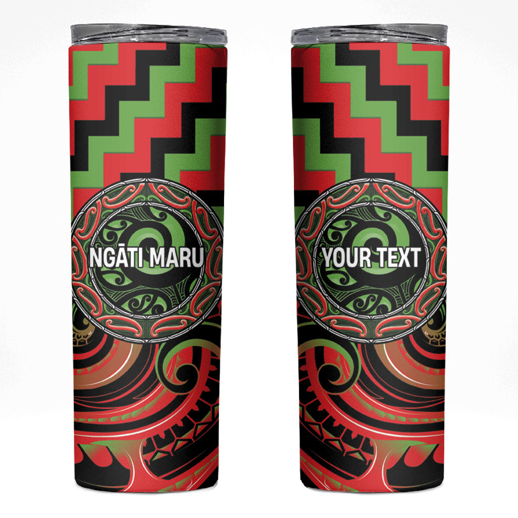 Aotearoa Ngati Maru Personalised Skinny Tumbler Maori Iwi Poutama Puhoro Tattoo LT14 Red - Polynesian Pride