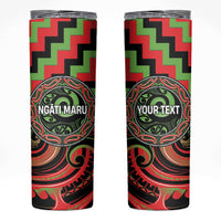 Aotearoa Ngati Maru Personalised Skinny Tumbler Maori Iwi Poutama Puhoro Tattoo LT14 Red - Polynesian Pride