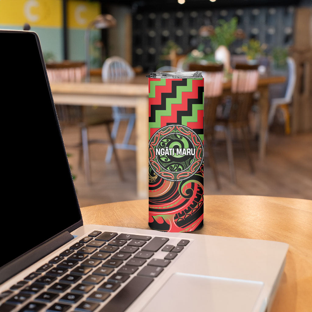 Aotearoa Ngati Maru Personalised Skinny Tumbler Maori Iwi Poutama Puhoro Tattoo LT14 - Polynesian Pride