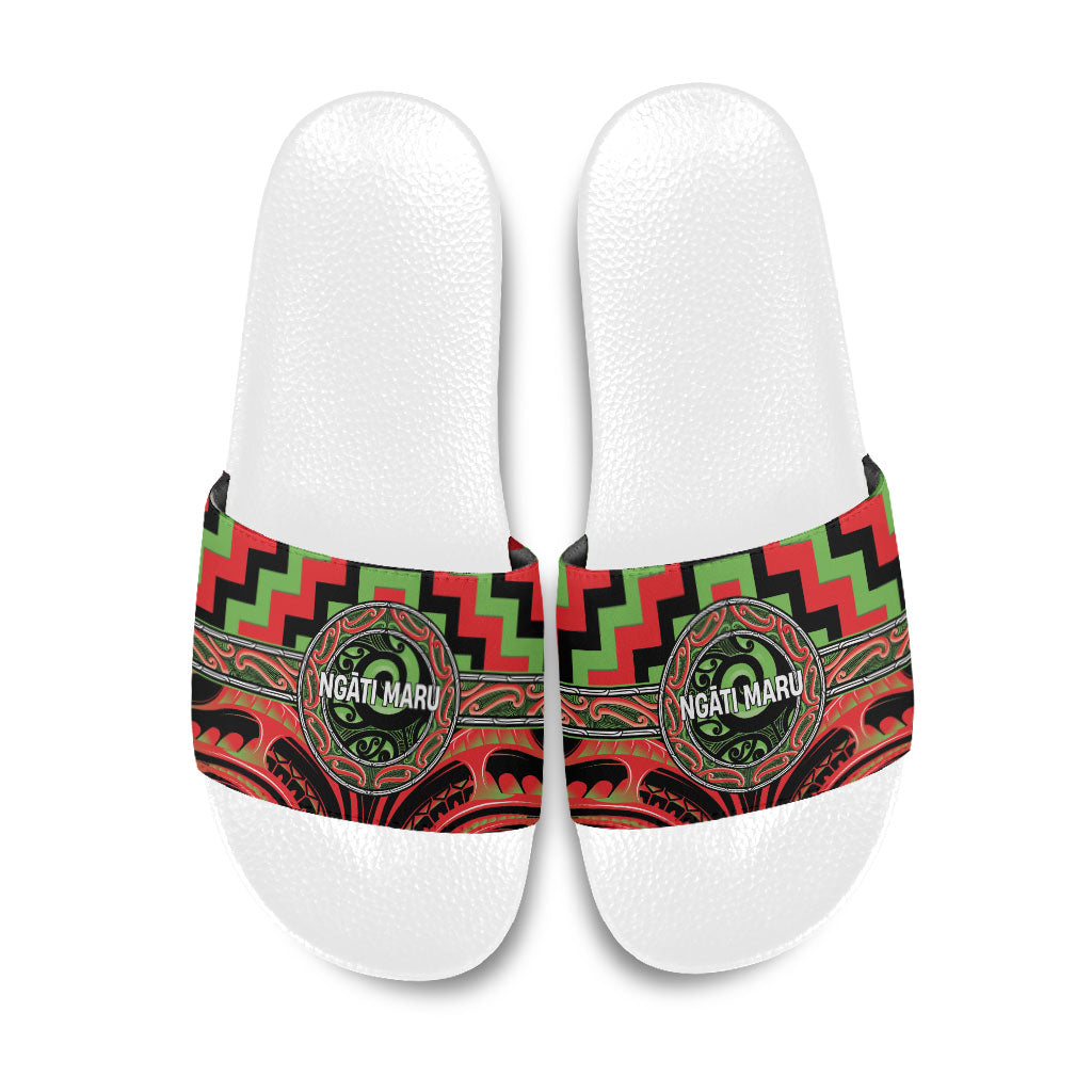 Aotearoa Ngati Maru Slide Sandals Maori Iwi Poutama Puhoro Tattoo LT14 Red - Polynesian Pride