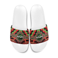Aotearoa Ngati Maru Slide Sandals Maori Iwi Poutama Puhoro Tattoo LT14 Red - Polynesian Pride