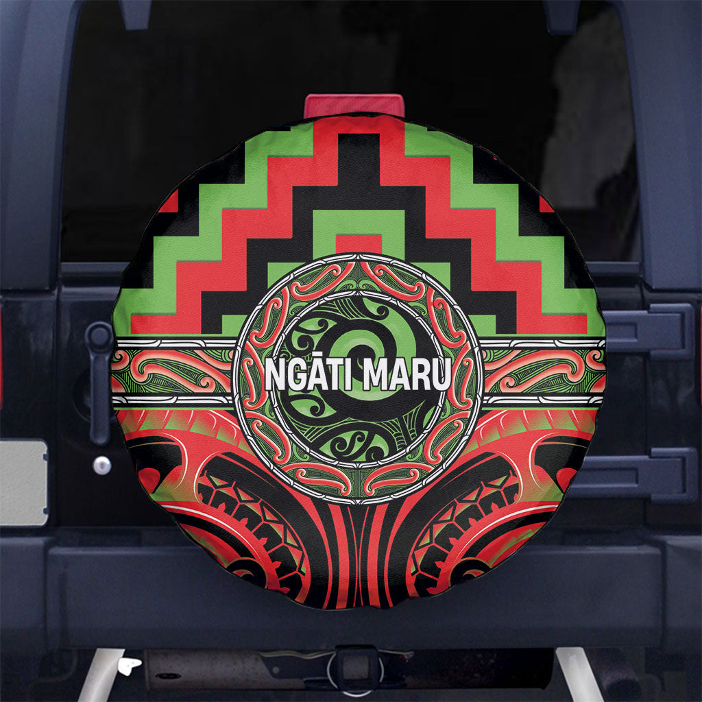 Aotearoa Ngati Maru Spare Tire Cover Maori Iwi Poutama Puhoro Tattoo LT14 No hole Red - Polynesian Pride
