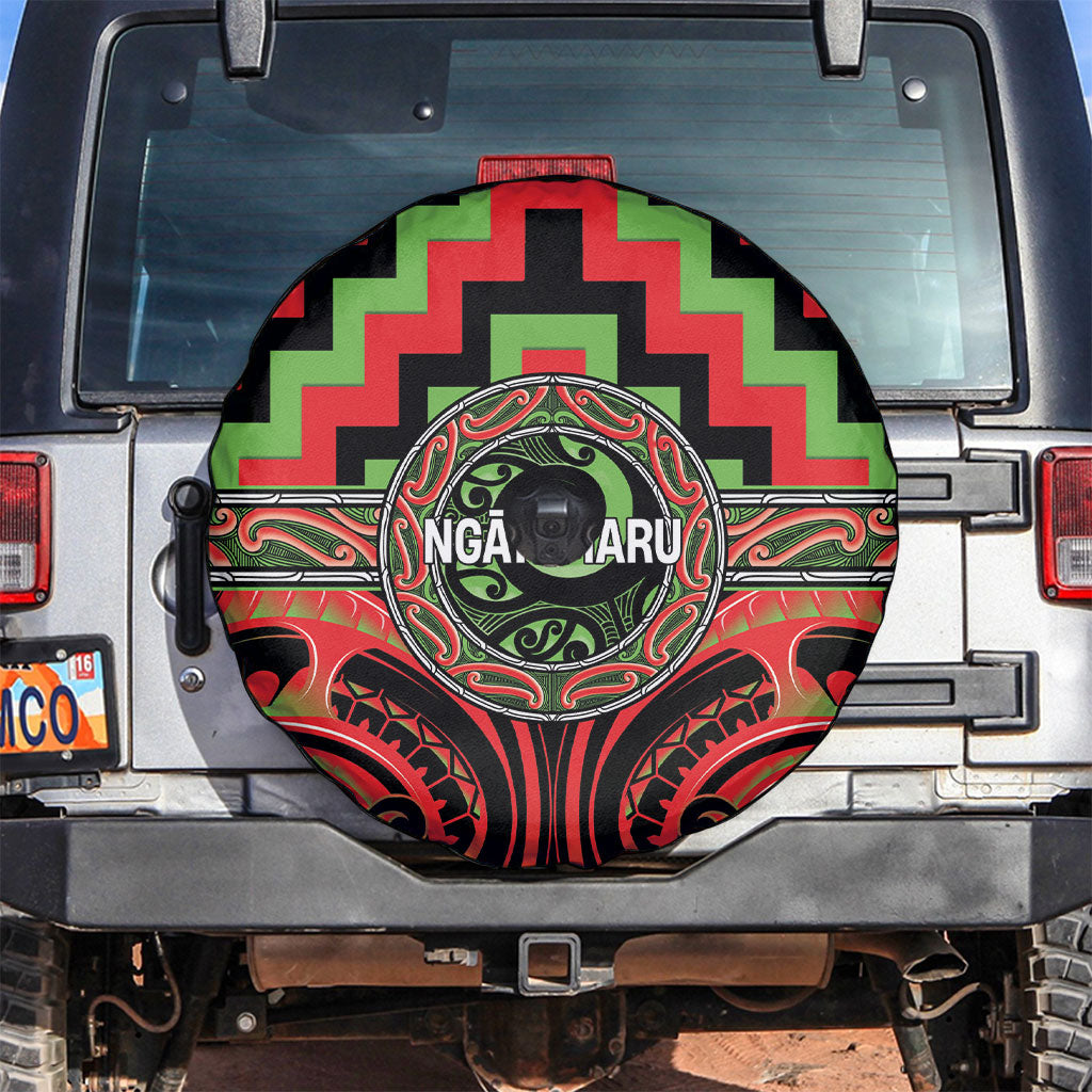 Aotearoa Ngati Maru Spare Tire Cover Maori Iwi Poutama Puhoro Tattoo LT14 Red - Polynesian Pride