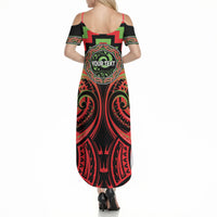 Aotearoa Ngati Maru Personalised Summer Maxi Dress Maori Iwi Poutama Puhoro Tattoo LT14 - Polynesian Pride