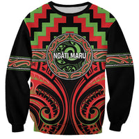 Aotearoa Ngati Maru Personalised Sweatshirt Maori Iwi Poutama Puhoro Tattoo LT14 Unisex Red - Polynesian Pride