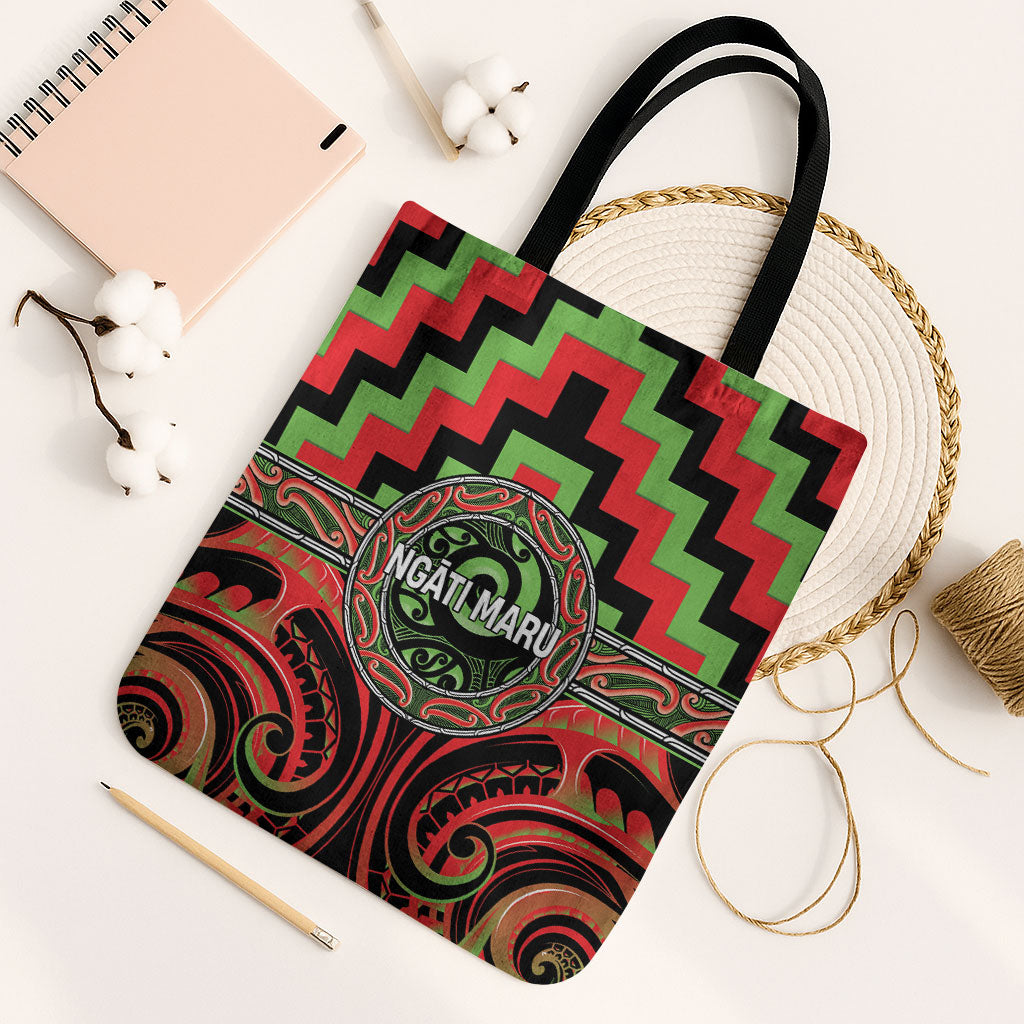 Aotearoa Ngati Maru Tote Bag Maori Iwi Poutama Puhoro Tattoo LT14 Black Strap One Size Red - Polynesian Pride