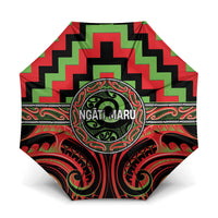 Aotearoa Ngati Maru Umbrella Maori Iwi Poutama Puhoro Tattoo LT14 One Size Folded 11.42 inch Opened Diameter 37.4 inch Red - Polynesian Pride