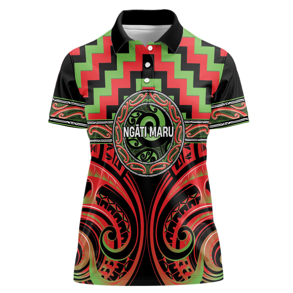 Aotearoa Ngati Maru Personalised Women Polo Shirt Maori Iwi Poutama Puhoro Tattoo LT14 Female Red - Polynesian Pride